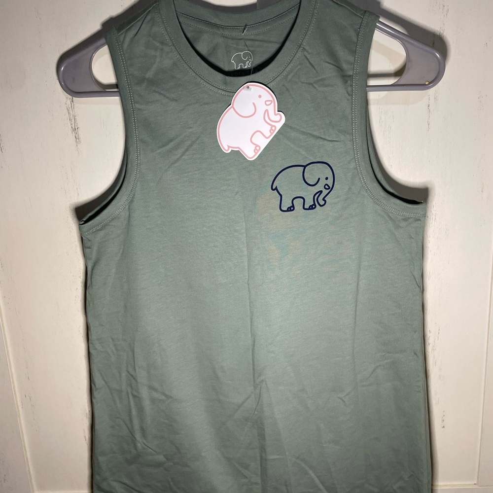 Ivory Ella Women's Tank Top Soft Green Elephant Design 100% cotton NWT XS+LG